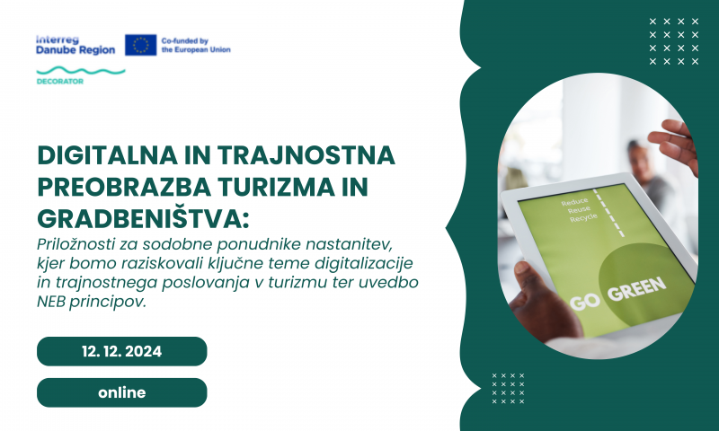 Digitalna in trajnostna preobrazba turizma in gardbeništva